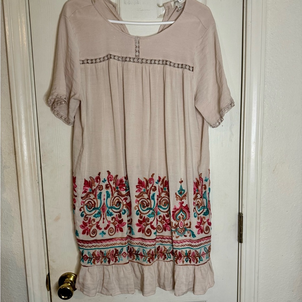 Umgee Cream and Red Dress or Shirt